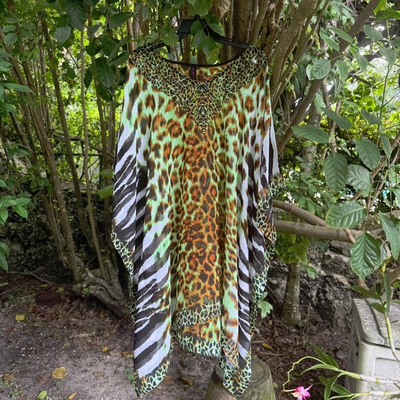 La Moda Other - La Moda Animal Print Beaded Kaftan – O/S